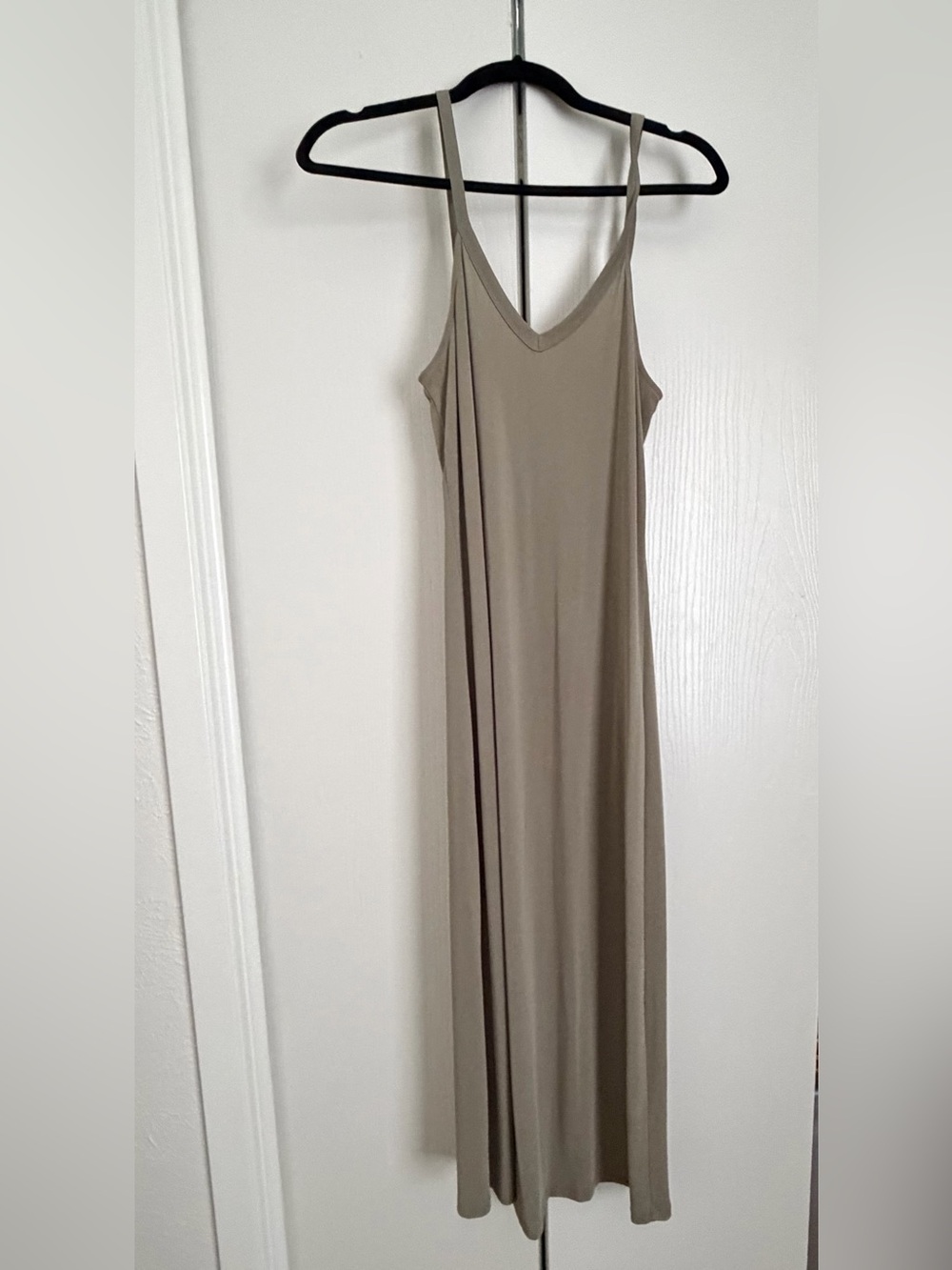Double Zero Taupe V-Neck Slip Maxi Dress